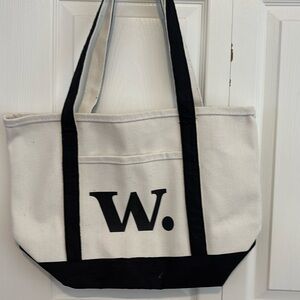 Beach Canvas Tote Bag - Initial W